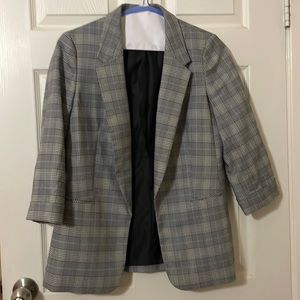 Black, Yellow, Light Blue striped Bar III Womens Suit Jacket, Size Medium